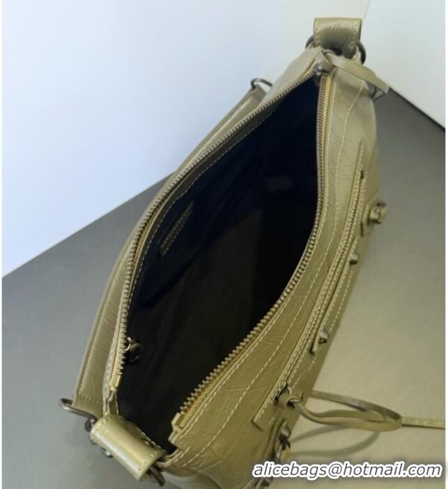 Pretty Style Balenciaga Le City Moto Small Shoulder Bag in Arena Storico Lambskin 0905 Dusty Green 2026