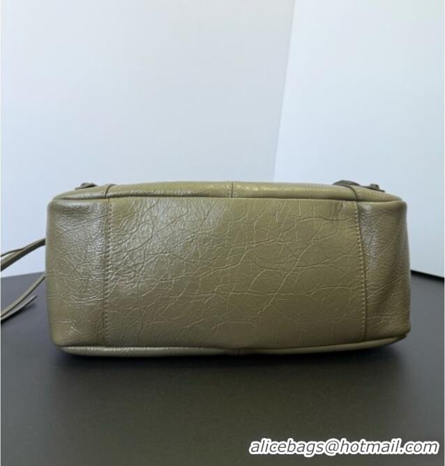 Pretty Style Balenciaga Le City Moto Small Shoulder Bag in Arena Storico Lambskin 0905 Dusty Green 2026