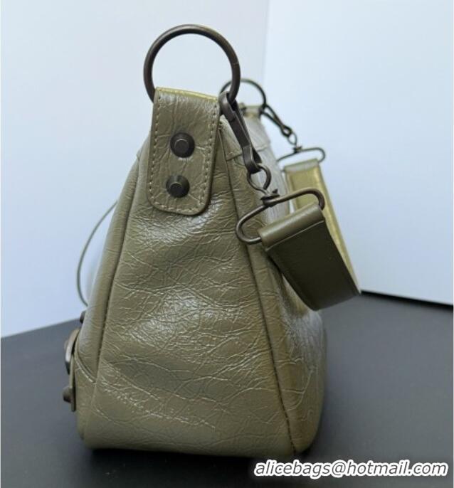 Pretty Style Balenciaga Le City Moto Small Shoulder Bag in Arena Storico Lambskin 0905 Dusty Green 2026