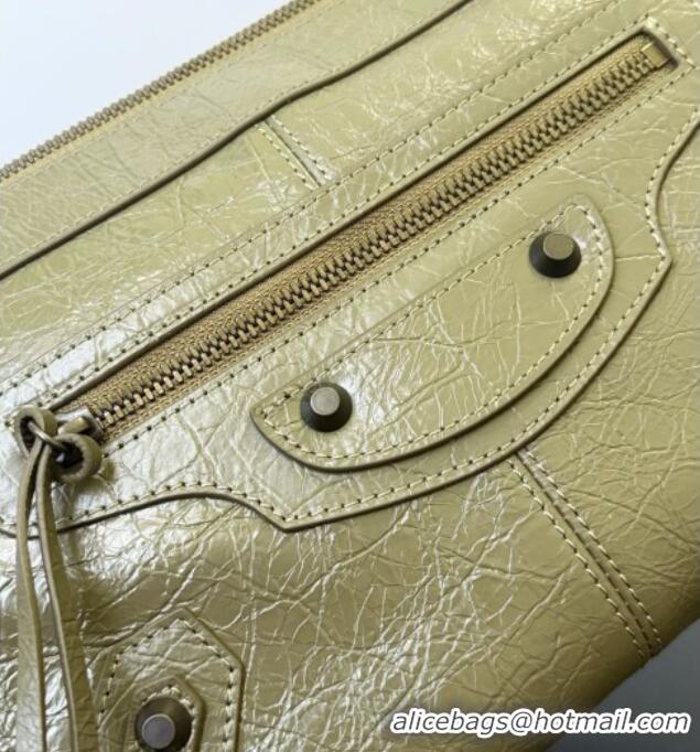 Pretty Style Balenciaga Le City Moto Small Shoulder Bag in Arena Storico Lambskin 0905 Dusty Green 2026