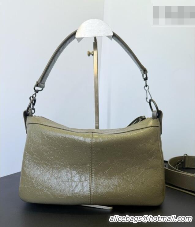 Pretty Style Balenciaga Le City Moto Small Shoulder Bag in Arena Storico Lambskin 0905 Dusty Green 2026