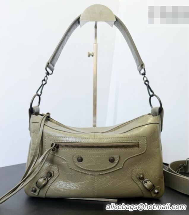Pretty Style Balenciaga Le City Moto Small Shoulder Bag in Arena Storico Lambskin 0905 Dusty Green 2026