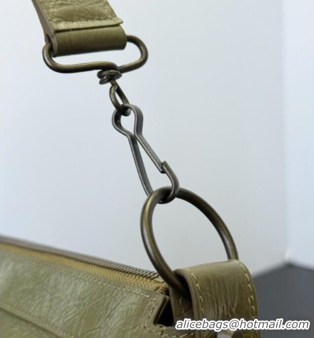 Discount Balenciaga Le City Moto Medium Shoulder Bag in Arena Storico Lambskin 0905 Dusty Green 2026