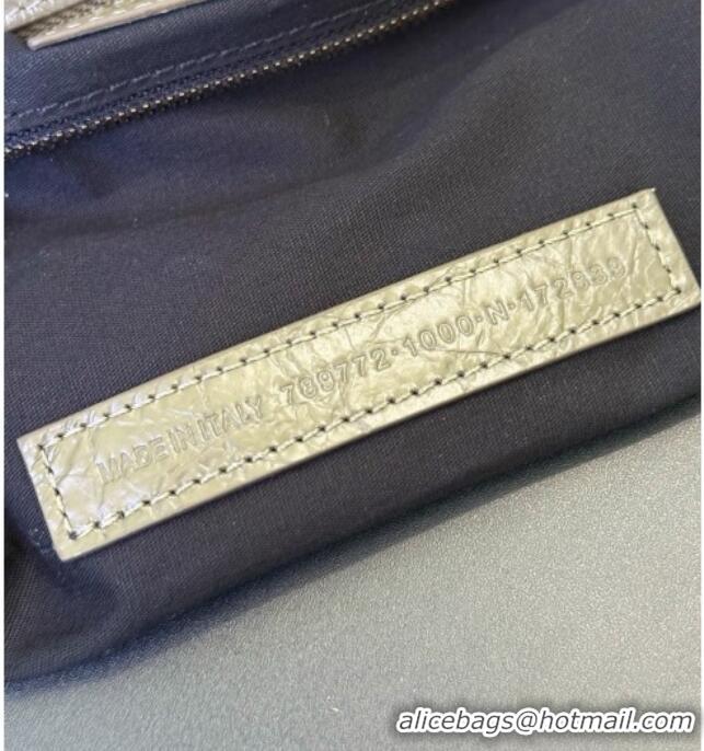 Discount Balenciaga Le City Moto Medium Shoulder Bag in Arena Storico Lambskin 0905 Dusty Green 2026