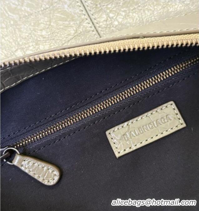 Discount Balenciaga Le City Moto Medium Shoulder Bag in Arena Storico Lambskin 0905 Dusty Green 2026