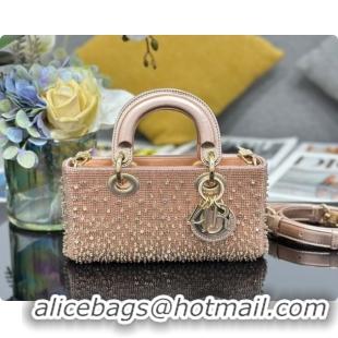 Low Price Dior Small Lady D-Joy Bag in Satin and Strass Pink 2026 M06130408