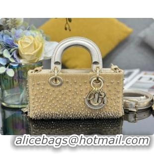 Unique Style Dior Small Lady D-Joy Bag in Satin and Strass Gold 2026 M0613 0408