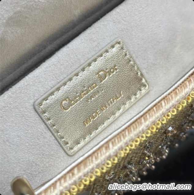 Unique Style Dior Small Lady D-Joy Bag in Satin and Strass Gold 2026 M0613 0408