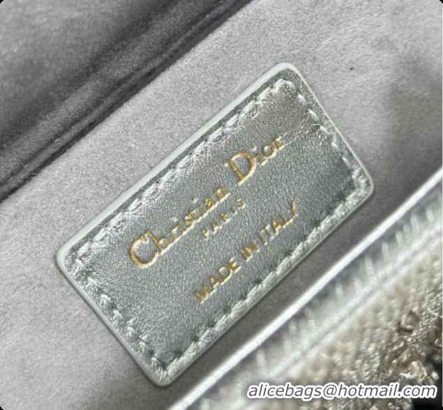 Low Price Dior Small Lady D-Joy Bag in Satin and Strass Silver 2026 M0613 0408