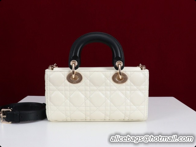Top Quality Dior Small Lady D-Joy Bag in Cannage Lambskin with Bow White/Black 2026 D9240
