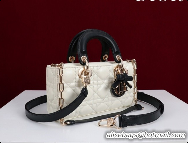 Top Quality Dior Small Lady D-Joy Bag in Cannage Lambskin with Bow White/Black 2026 D9240
