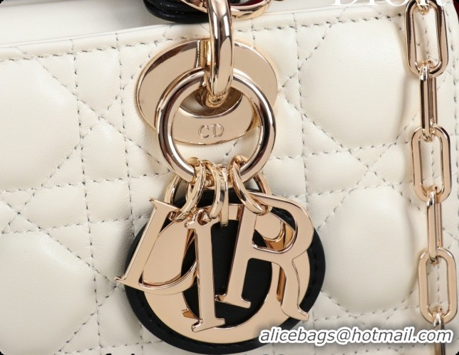 Top Quality Dior Small Lady D-Joy Bag in Cannage Lambskin with Bow White/Black 2026 D9240