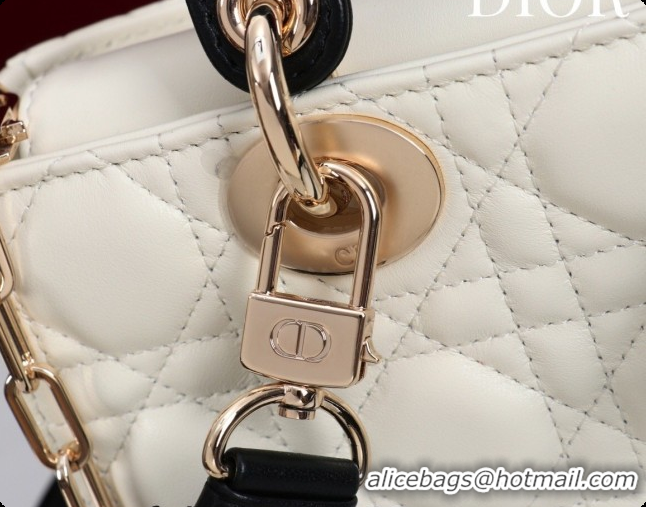 Top Quality Dior Small Lady D-Joy Bag in Cannage Lambskin with Bow White/Black 2026 D9240