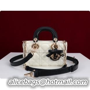 Top Grade Dior Mini Lady D-Joy Bag in Cannage Lambskin with Bow White/Black 2026 D9240