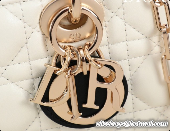 Top Grade Dior Mini Lady D-Joy Bag in Cannage Lambskin with Bow White/Black 2026 D9240