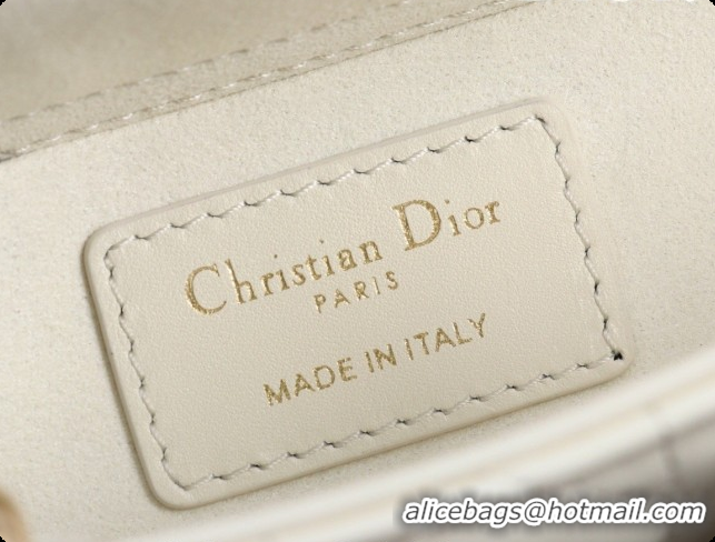 Top Grade Dior Mini Lady D-Joy Bag in Cannage Lambskin with Bow White/Black 2026 D9240