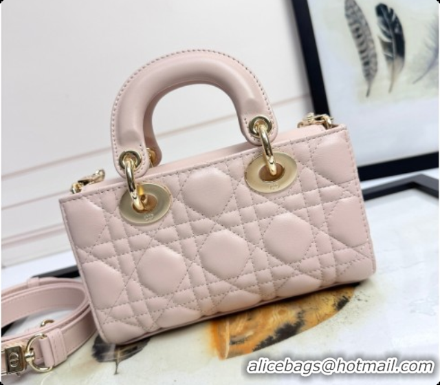 Good Looking Dior Mini Lady D-Joy Bag in Cannage Lambskin with Bow Blush Pink 2026 D9240