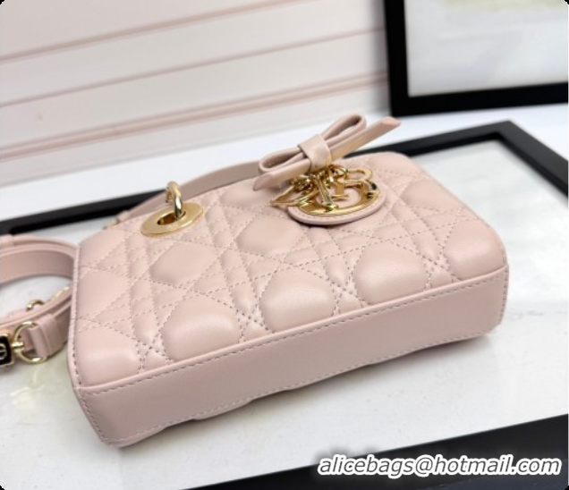 Good Looking Dior Mini Lady D-Joy Bag in Cannage Lambskin with Bow Blush Pink 2026 D9240
