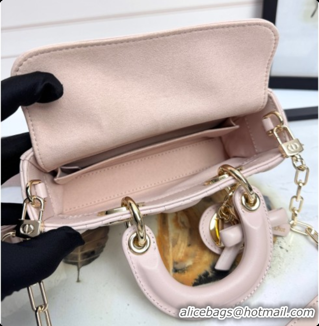 Good Looking Dior Mini Lady D-Joy Bag in Cannage Lambskin with Bow Blush Pink 2026 D9240