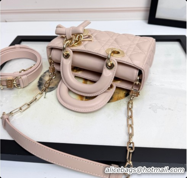 Good Looking Dior Mini Lady D-Joy Bag in Cannage Lambskin with Bow Blush Pink 2026 D9240