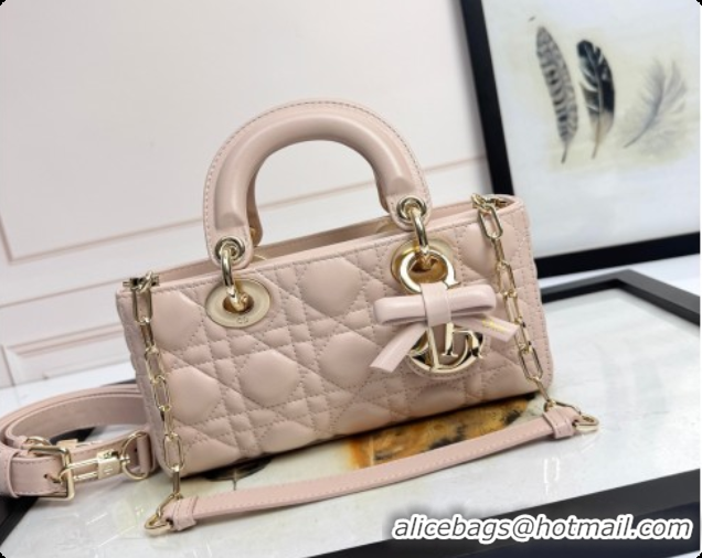 Grade Quality Dior Small Lady D-Joy Bag in Cannage Lambskin with Bow Blush Pink 2026 D9240