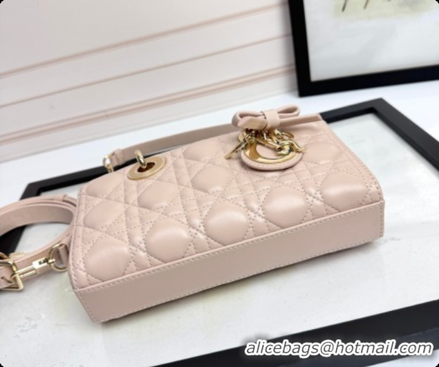 Grade Quality Dior Small Lady D-Joy Bag in Cannage Lambskin with Bow Blush Pink 2026 D9240