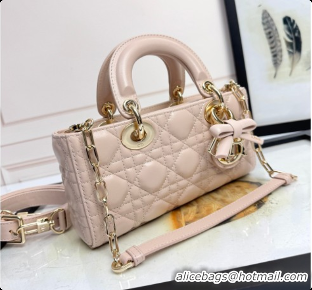 Grade Quality Dior Small Lady D-Joy Bag in Cannage Lambskin with Bow Blush Pink 2026 D9240