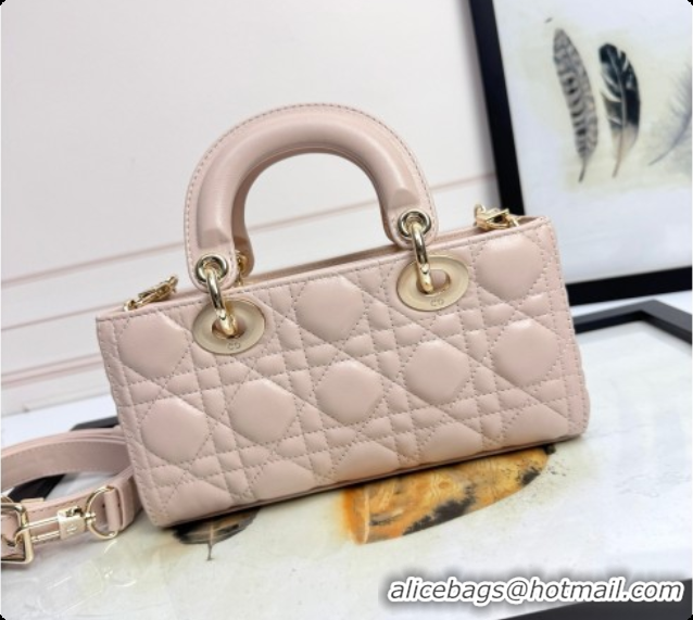 Grade Quality Dior Small Lady D-Joy Bag in Cannage Lambskin with Bow Blush Pink 2026 D9240