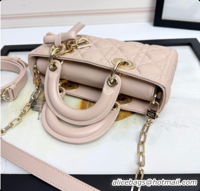 Grade Quality Dior Small Lady D-Joy Bag in Cannage Lambskin with Bow Blush Pink 2026 D9240