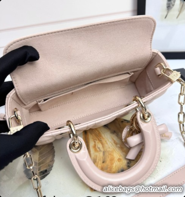 Grade Quality Dior Small Lady D-Joy Bag in Cannage Lambskin with Bow Blush Pink 2026 D9240