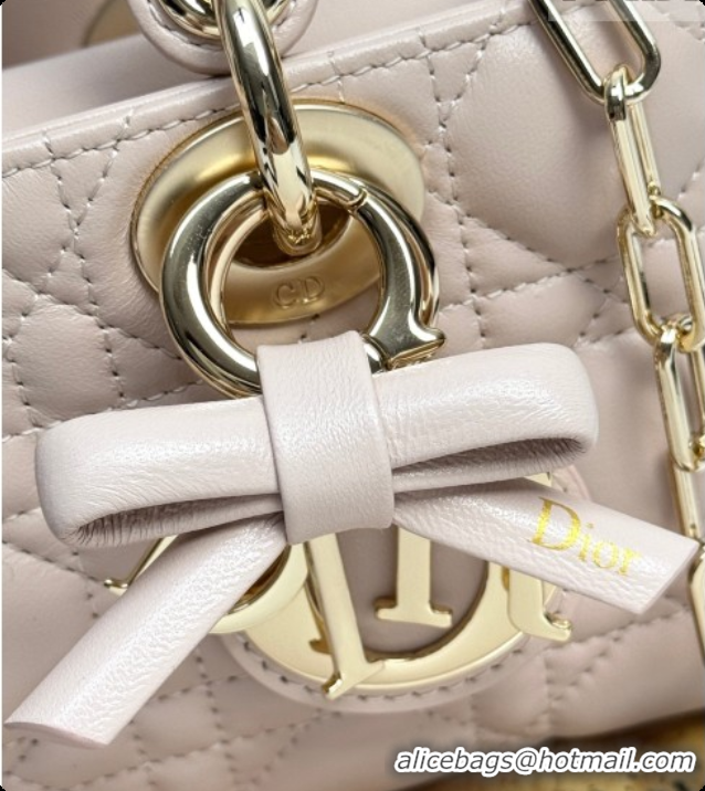 Grade Quality Dior Small Lady D-Joy Bag in Cannage Lambskin with Bow Blush Pink 2026 D9240