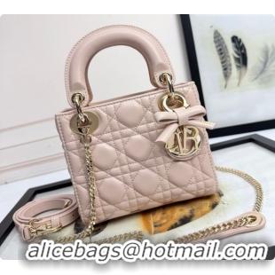 Good Product Dior Mini Lady Dior Bag in Cannage Lambskin with Bow Blush Pink 2026 D6603