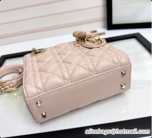Good Product Dior Mini Lady Dior Bag in Cannage Lambskin with Bow Blush Pink 2026 D6603