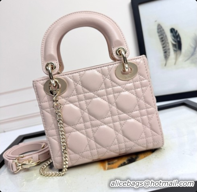 Good Product Dior Mini Lady Dior Bag in Cannage Lambskin with Bow Blush Pink 2026 D6603
