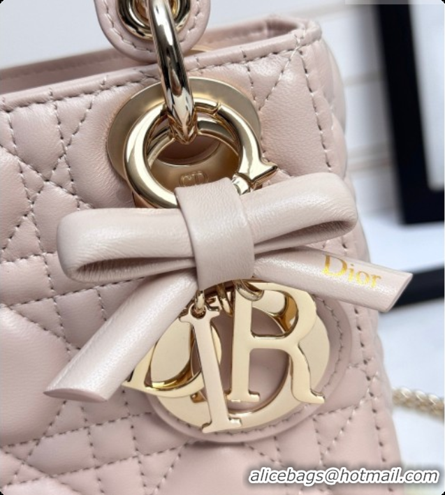 Good Product Dior Mini Lady Dior Bag in Cannage Lambskin with Bow Blush Pink 2026 D6603
