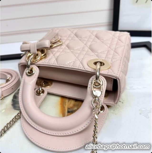 Good Product Dior Mini Lady Dior Bag in Cannage Lambskin with Bow Blush Pink 2026 D6603