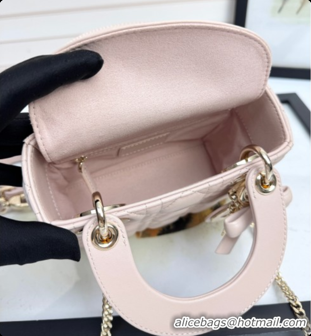 Good Product Dior Mini Lady Dior Bag in Cannage Lambskin with Bow Blush Pink 2026 D6603