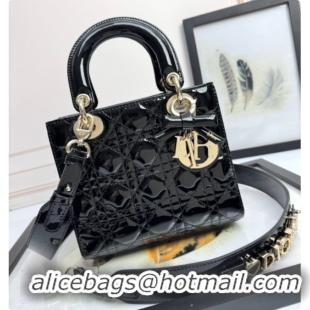 Best Product Dior Small Lady Dior My ABCDior Bag in Patent Cannage Leather with Bow Black 2026 D6604