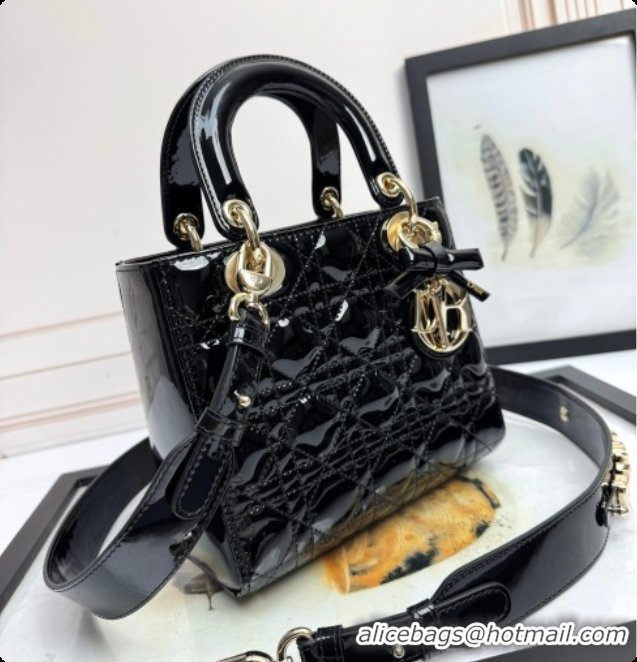 Best Product Dior Small Lady Dior My ABCDior Bag in Patent Cannage Leather with Bow Black 2026 D6604