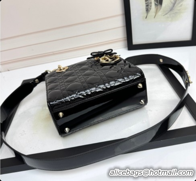 Best Product Dior Small Lady Dior My ABCDior Bag in Patent Cannage Leather with Bow Black 2026 D6604