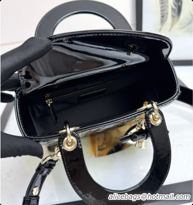 Best Product Dior Small Lady Dior My ABCDior Bag in Patent Cannage Leather with Bow Black 2026 D6604