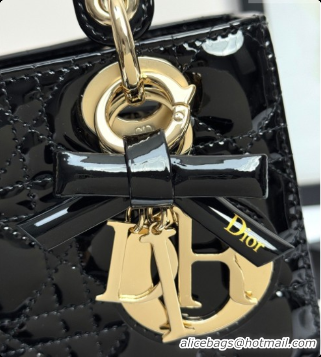 Best Product Dior Small Lady Dior My ABCDior Bag in Patent Cannage Leather with Bow Black 2026 D6604