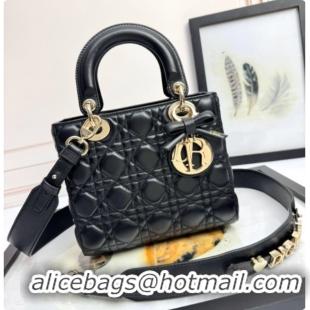 Good Quality Dior Small Lady Dior My ABCDior Bag in Cannage Lambskin with Bow Black 2026 D6604