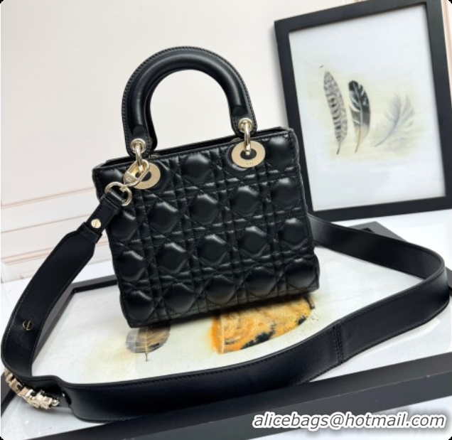 Good Quality Dior Small Lady Dior My ABCDior Bag in Cannage Lambskin with Bow Black 2026 D6604