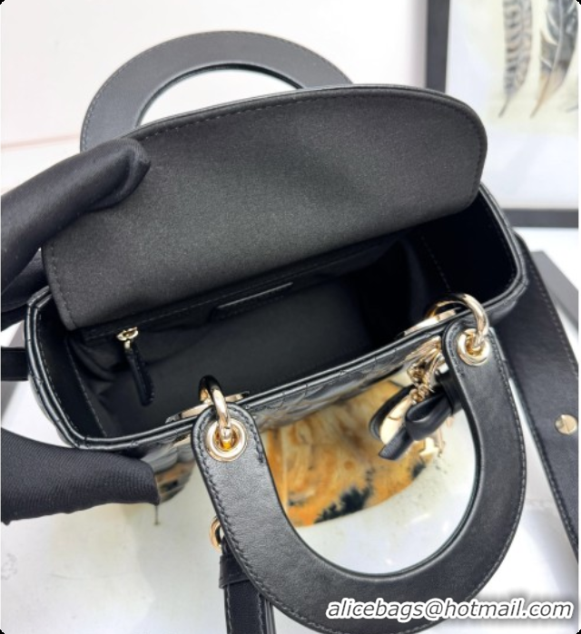 Good Quality Dior Small Lady Dior My ABCDior Bag in Cannage Lambskin with Bow Black 2026 D6604