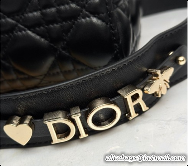 Good Quality Dior Small Lady Dior My ABCDior Bag in Cannage Lambskin with Bow Black 2026 D6604