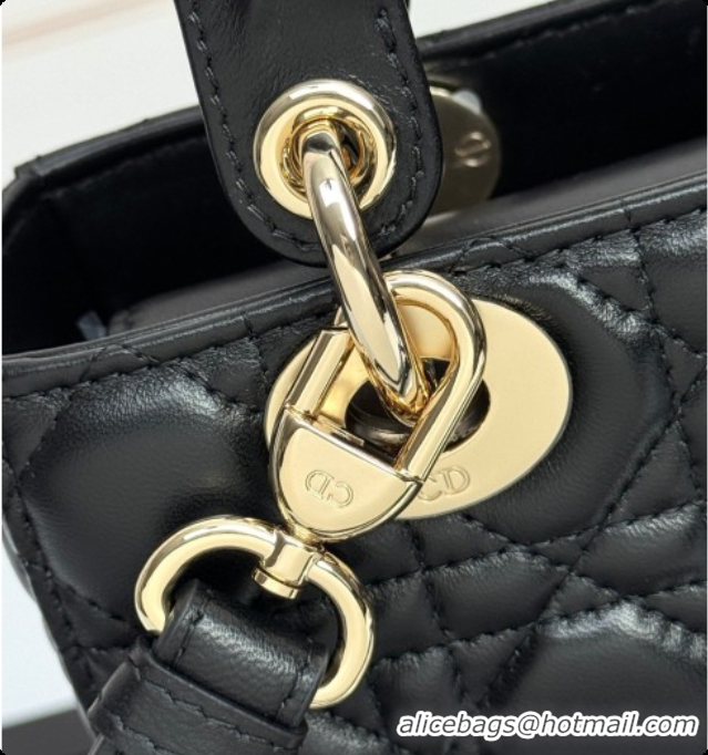 Good Quality Dior Small Lady Dior My ABCDior Bag in Cannage Lambskin with Bow Black 2026 D6604
