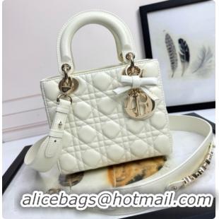 Top Design Dior Small Lady Dior My ABCDior Bag in Cannage Lambskin with Bow White 2026 D6604