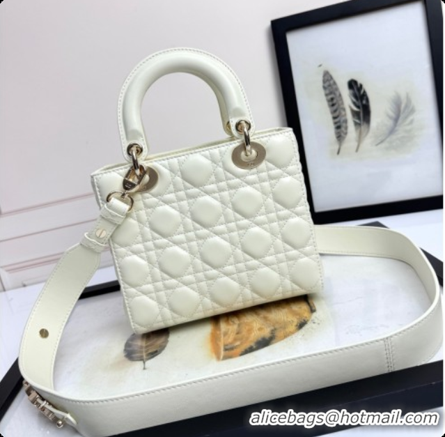 Top Design Dior Small Lady Dior My ABCDior Bag in Cannage Lambskin with Bow White 2026 D6604