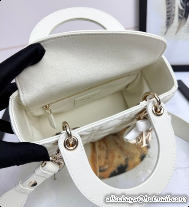 Top Design Dior Small Lady Dior My ABCDior Bag in Cannage Lambskin with Bow White 2026 D6604